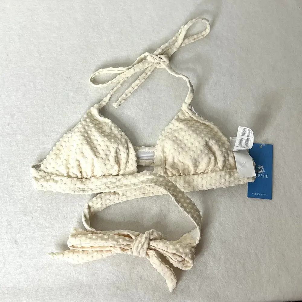 Cupshe Dot Textured High Waisted Bikini